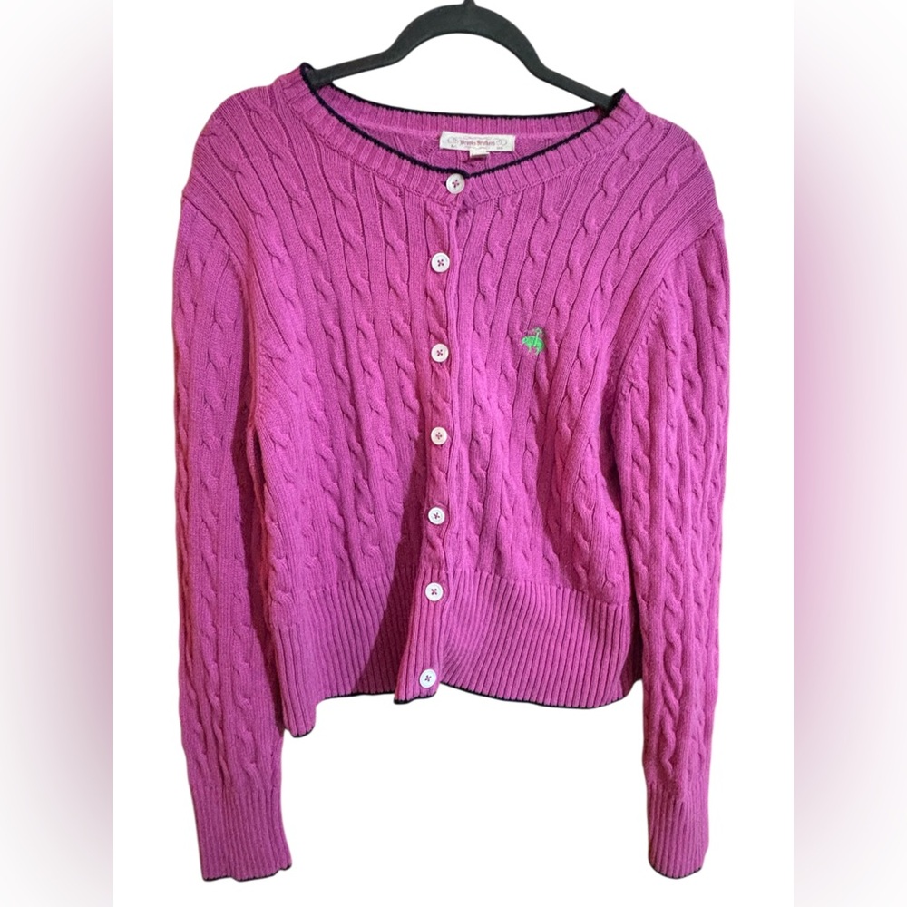 Brooks Brothers Pink Cable Knit Cardigan size XL preppy cottage core